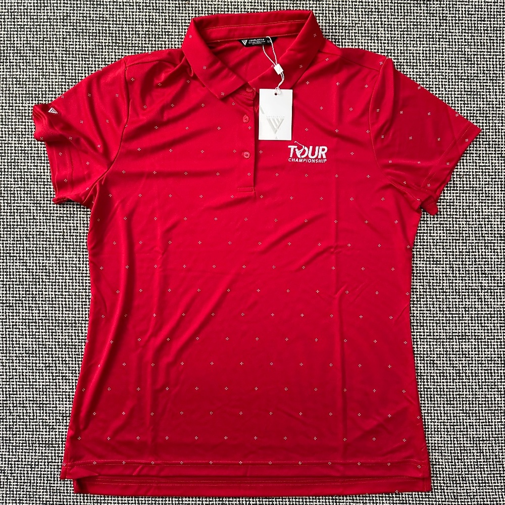 NWT WOMEN’S VISON POLO - FLAME RED - XL - Embroidered TOUR CHAMPIONSHIP Logo